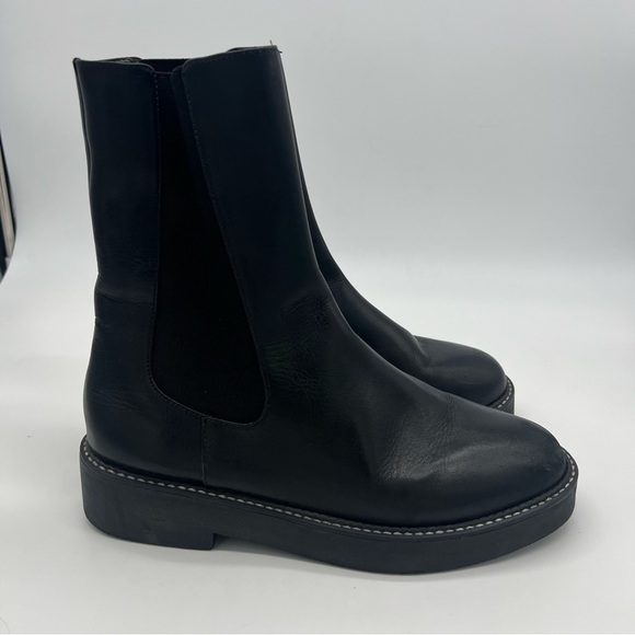 Schutz Kasey Leather Black Pull On Round Toe Chelsea Boots Womens Size 10 - Picture 6 of 9